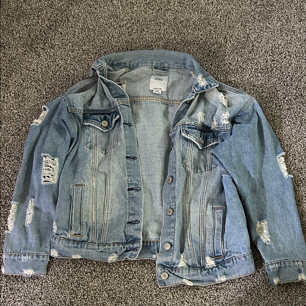 Distressed Light Blue Washed Denim Jacket